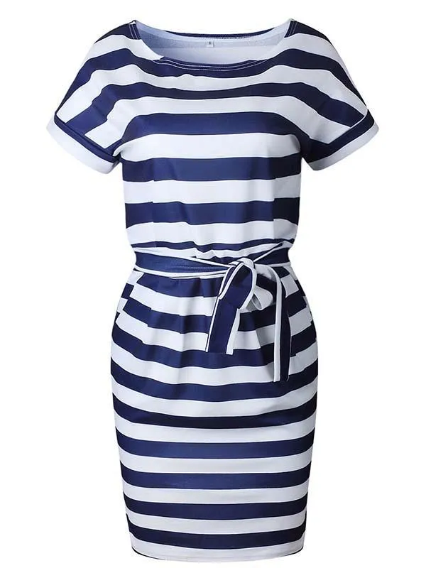 Stunncal O Neck Midi Dress With Belt (4 colors)