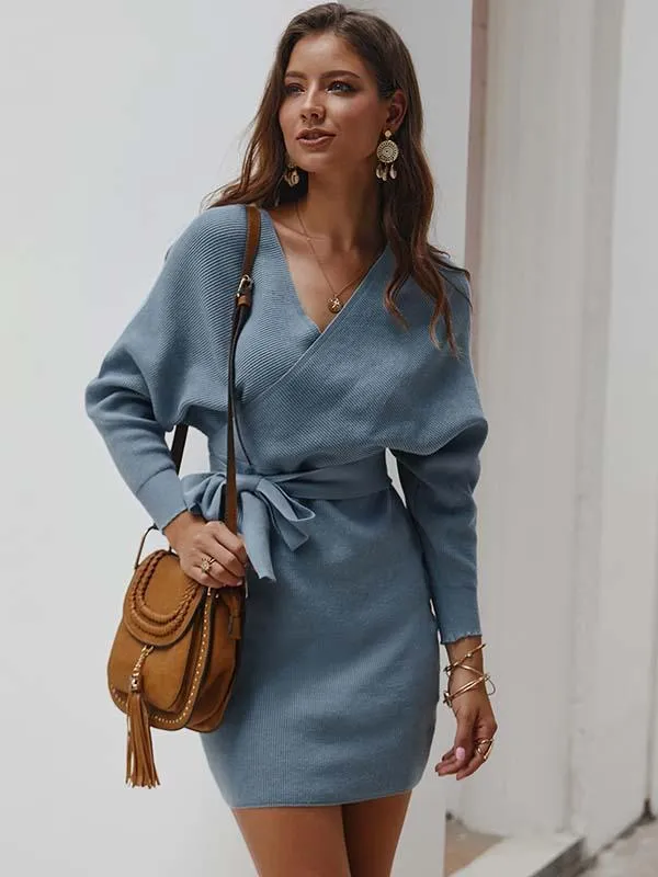 Stunncal V Neck Sexy Mini Dress