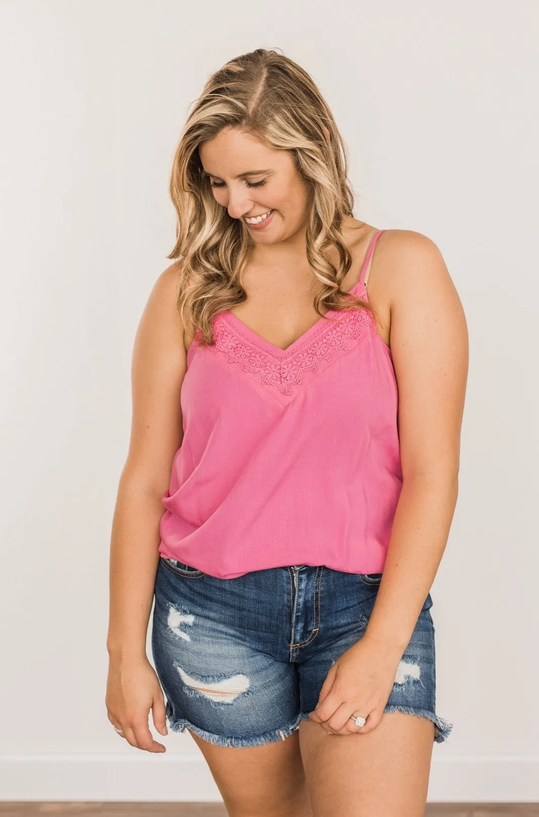 Summer Awaits Crochet Tank- Bubblegum Pink