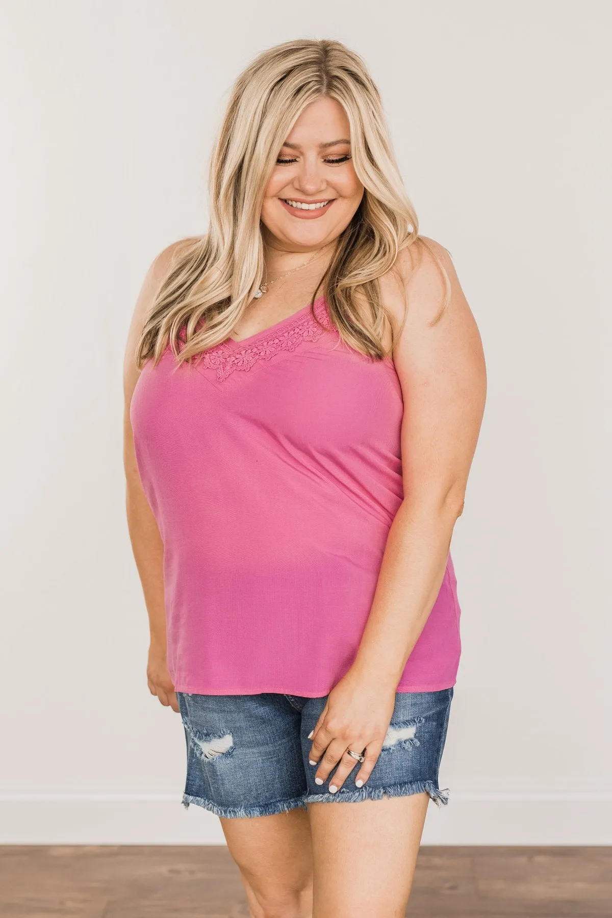 Summer Awaits Crochet Tank- Bubblegum Pink