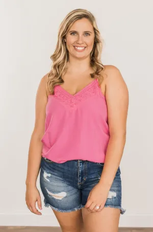 Summer Awaits Crochet Tank- Bubblegum Pink
