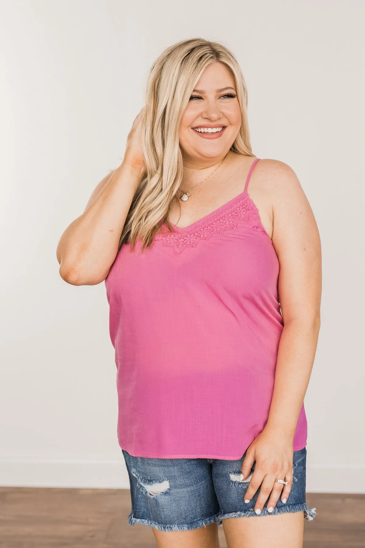 Summer Awaits Crochet Tank- Bubblegum Pink
