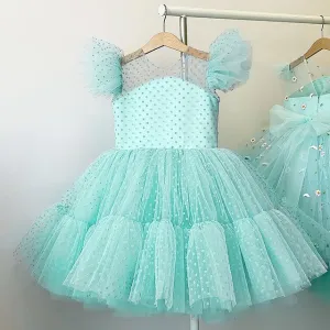 Summer Girl Dress Birthday Party Princess Dress Children  Polka Dots Gown