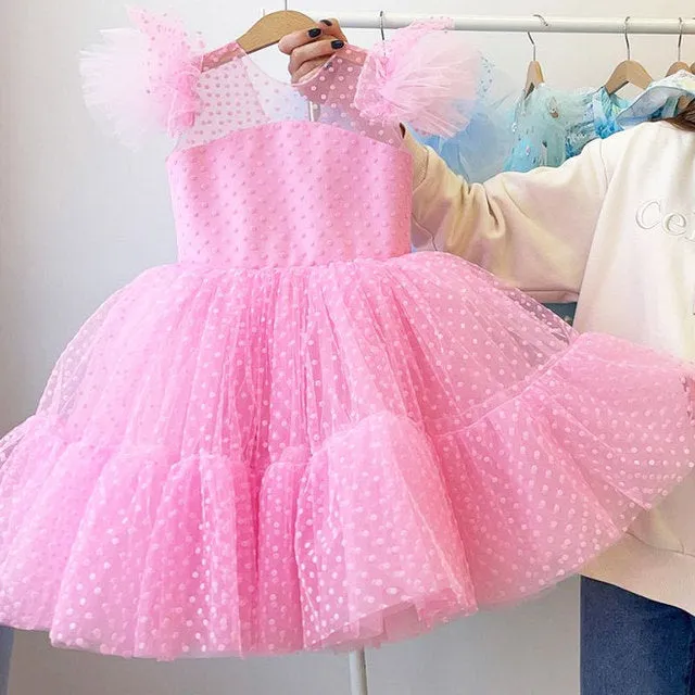 Summer Girl Dress Birthday Party Princess Dress Children  Polka Dots Gown