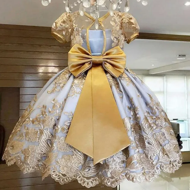 Summer Girl Dress Birthday Party Princess Dress Children  Polka Dots Gown