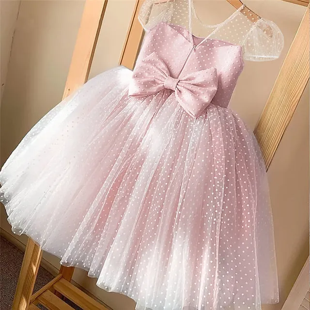 Summer Girl Dress Birthday Party Princess Dress Children  Polka Dots Gown