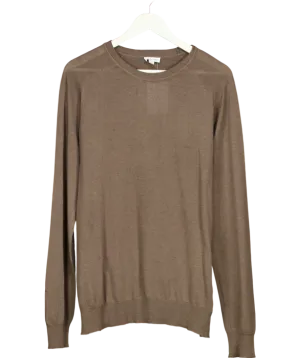 Sunspel Brown Sea Island Cashmere Blend Crew Neck Jumper UK M