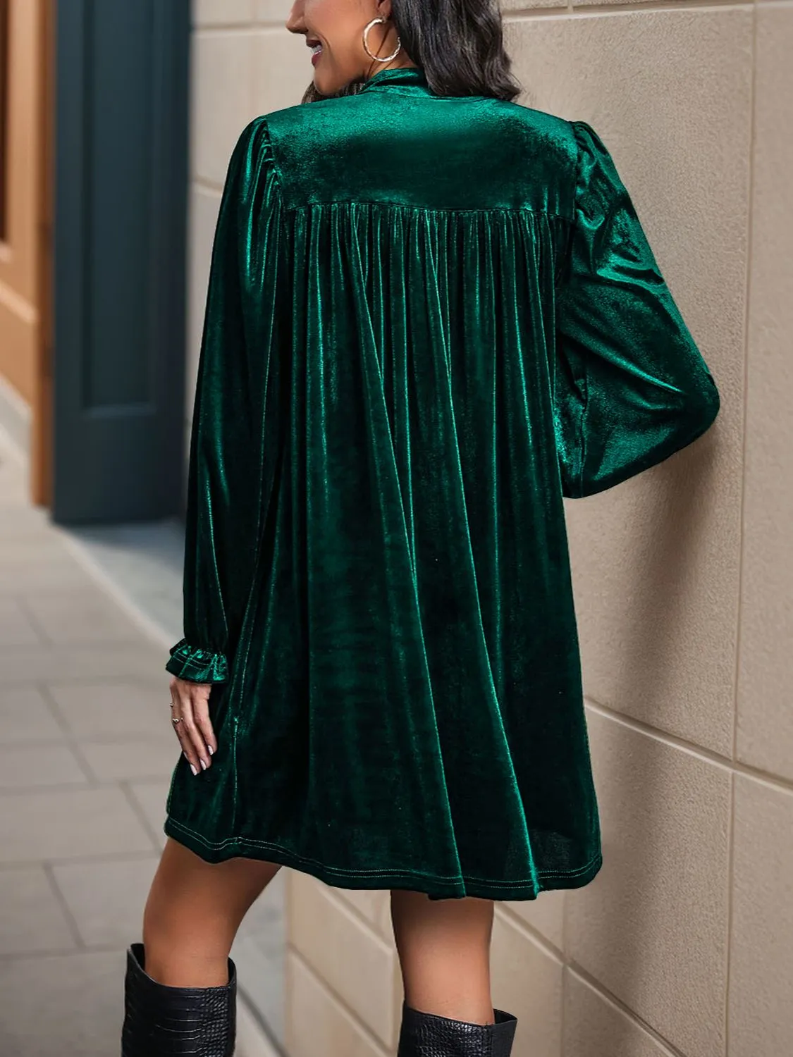 Surplice Long Sleeve Mini Dress