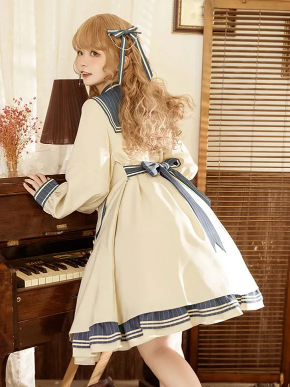 Sweet Lolita Dress Polyester Long Sleeves Bows Dress