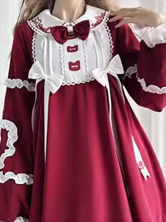 Sweet Lolita Dress Polyester Long Sleeves Sweet Dress Lolita Dress