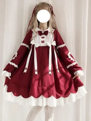 Sweet Lolita Dress Polyester Long Sleeves Sweet Dress Lolita Dress