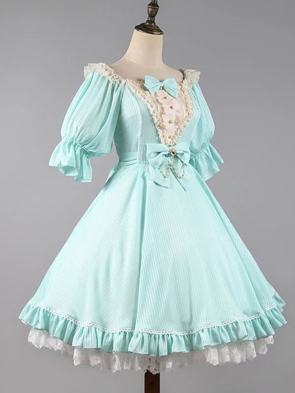Sweet Lolita Dress Polyester Short Sleeves Dress