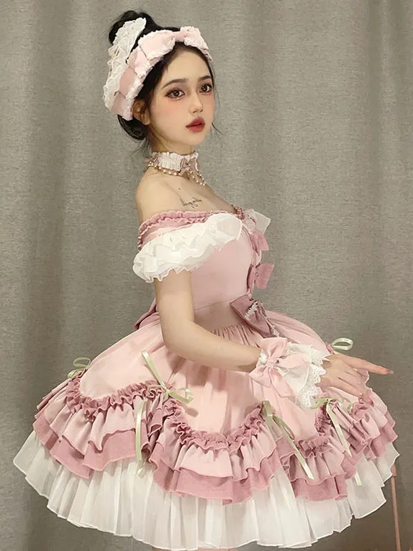 Sweet Lolita Dress Polyester Short Sleeves Dress