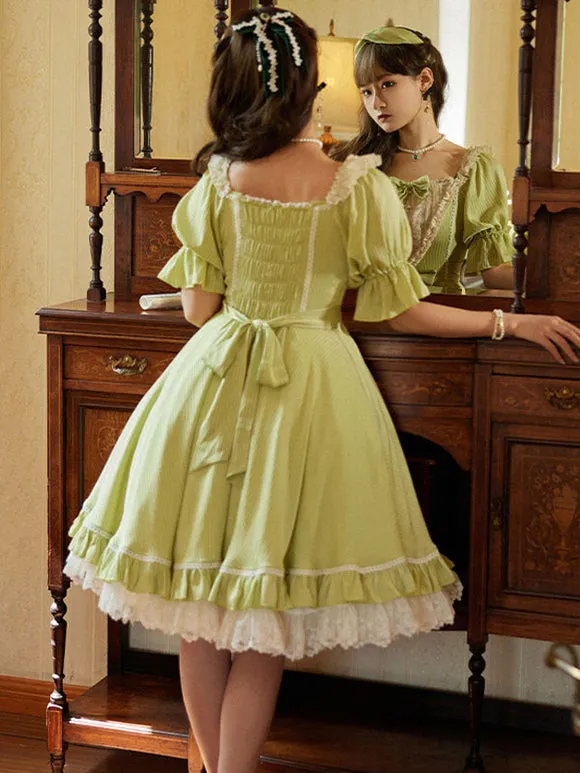 Sweet Lolita Dress Polyester Short Sleeves Dress