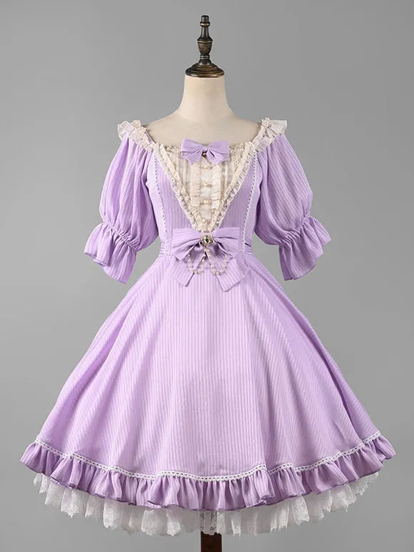 Sweet Lolita Dress Polyester Short Sleeves Dress
