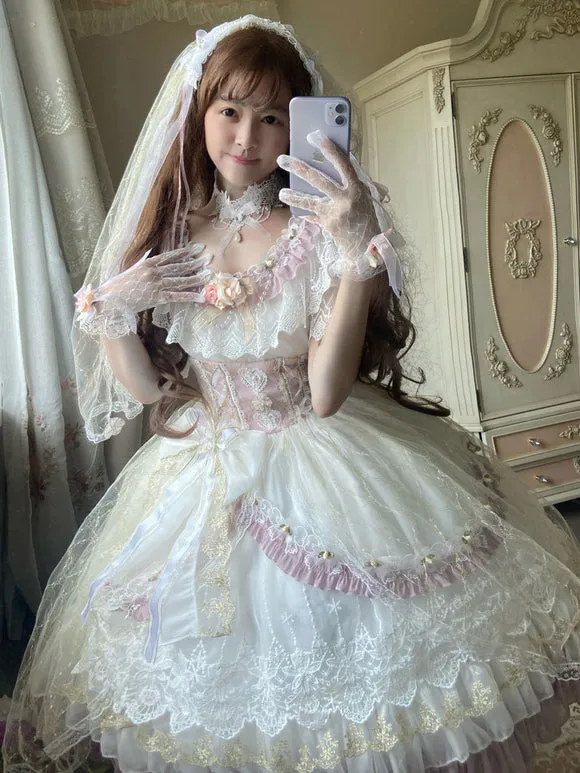 Sweet Lolita Dress Polyester Short Sleeves Dress
