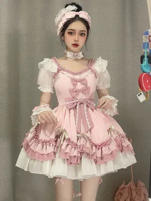 Sweet Lolita Dress Polyester Short Sleeves Dress
