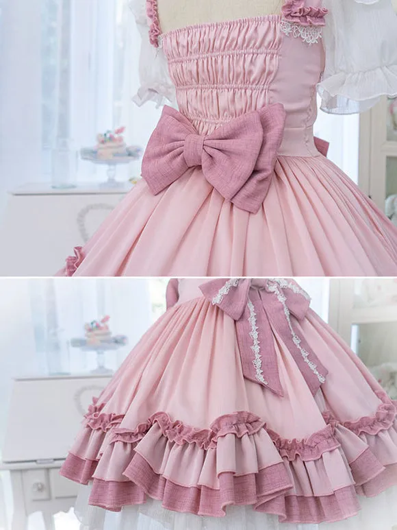 Sweet Lolita Dress Polyester Short Sleeves Dress