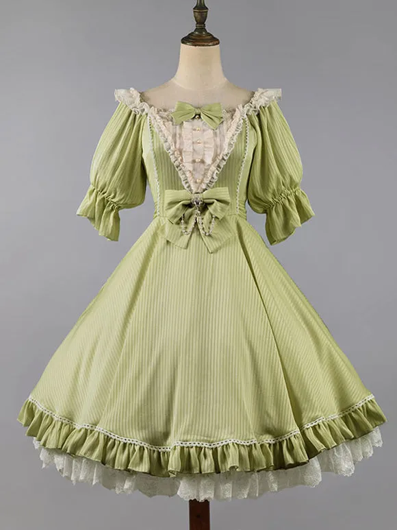 Sweet Lolita Dress Polyester Short Sleeves Dress