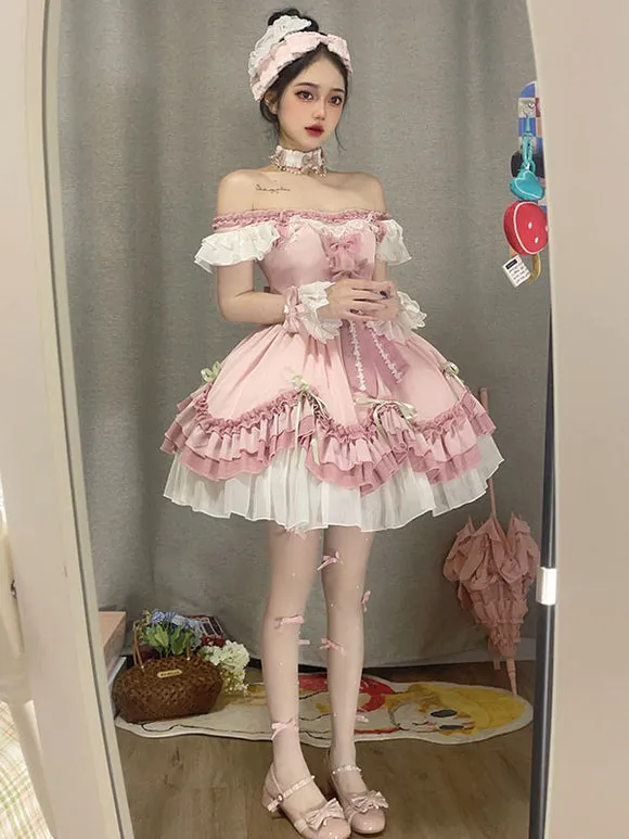 Sweet Lolita Dress Polyester Short Sleeves Dress