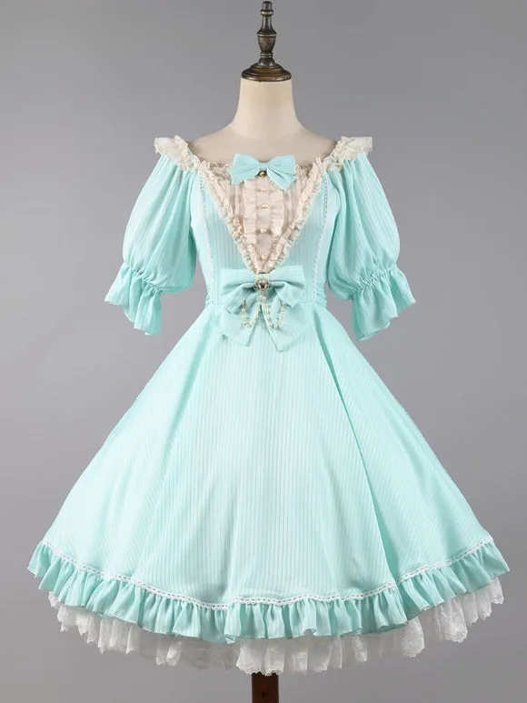 Sweet Lolita Dress Polyester Short Sleeves Dress