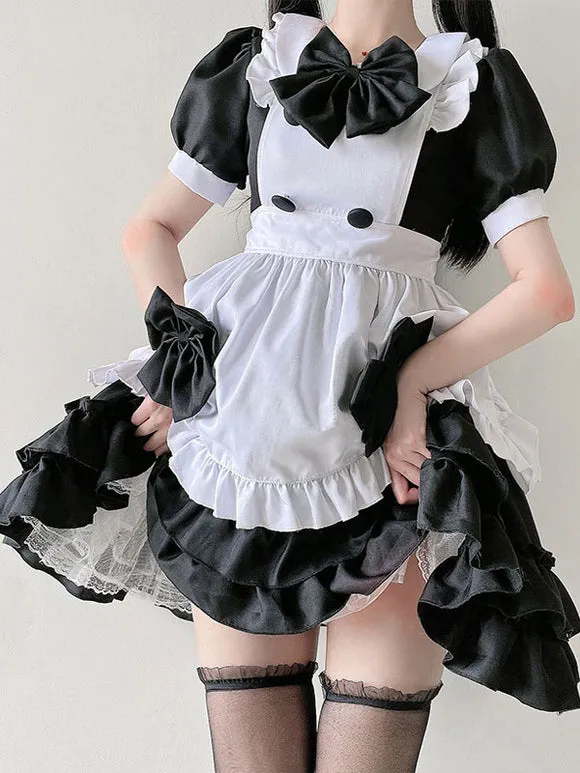 Sweet Lolita Dress Polyester Short Sleeves Ruffles Dress