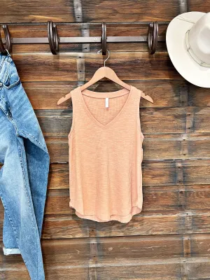 The Basic V Neck Tank in Apricot