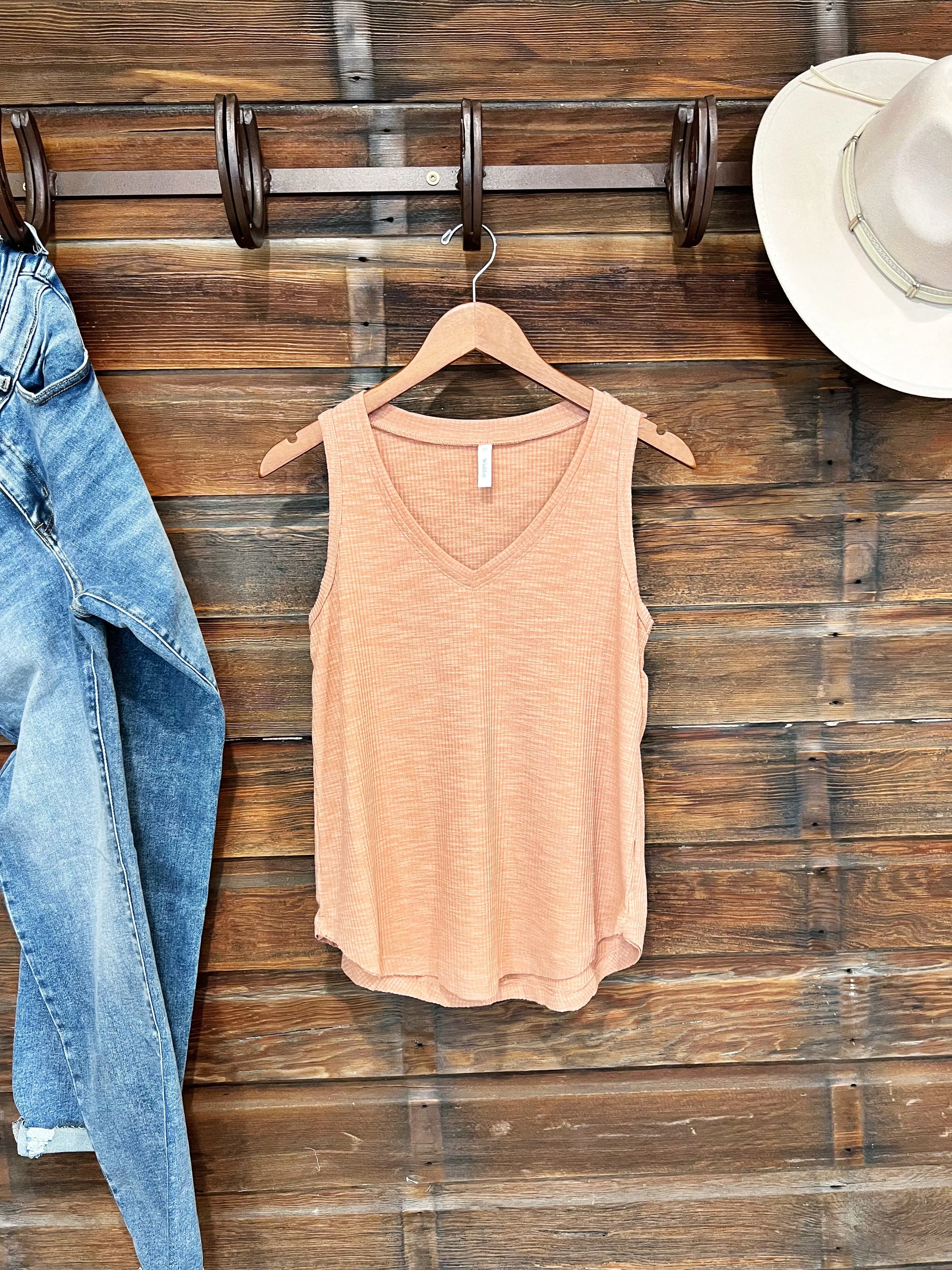 The Basic V Neck Tank in Apricot