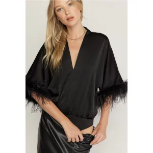 The Executive Ostrich Lined Body Suit in Black