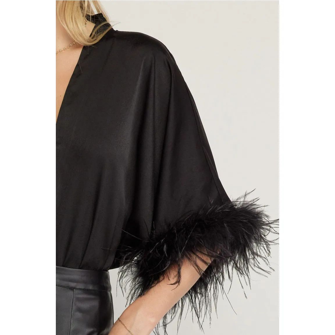 The Executive Ostrich Lined Body Suit in Black