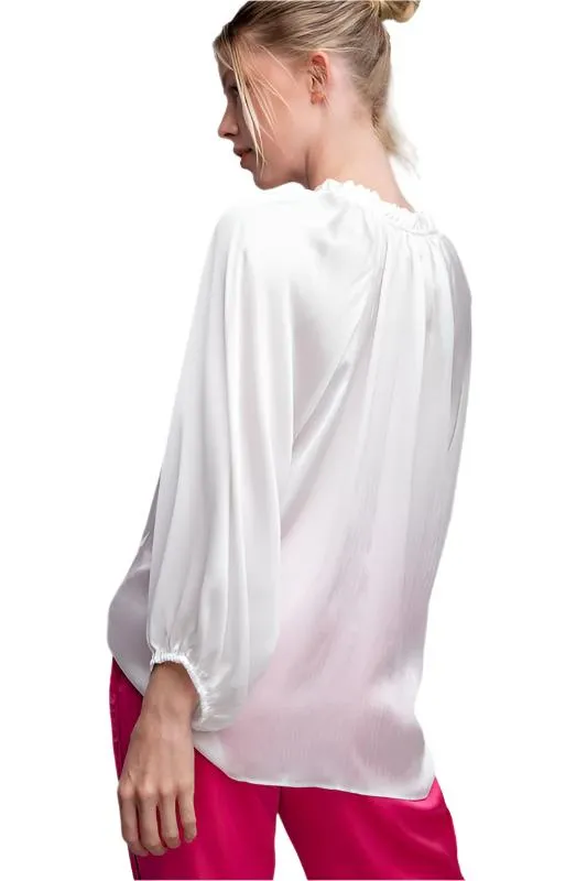 Tie Front V Neck Blouse