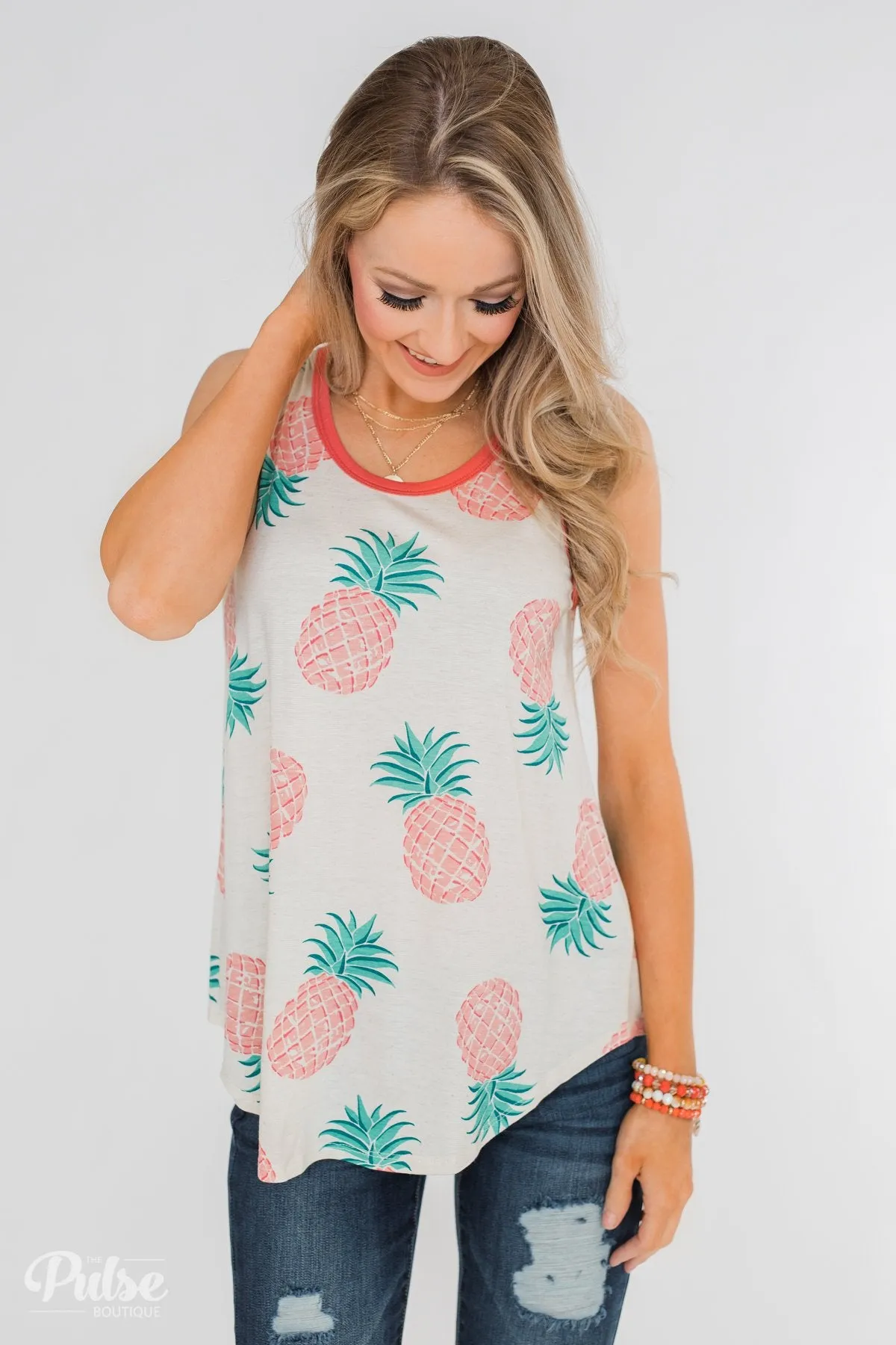 Time for Sunshine Pineapple Tank- Sand & Clay