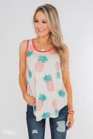 Time for Sunshine Pineapple Tank- Sand & Clay