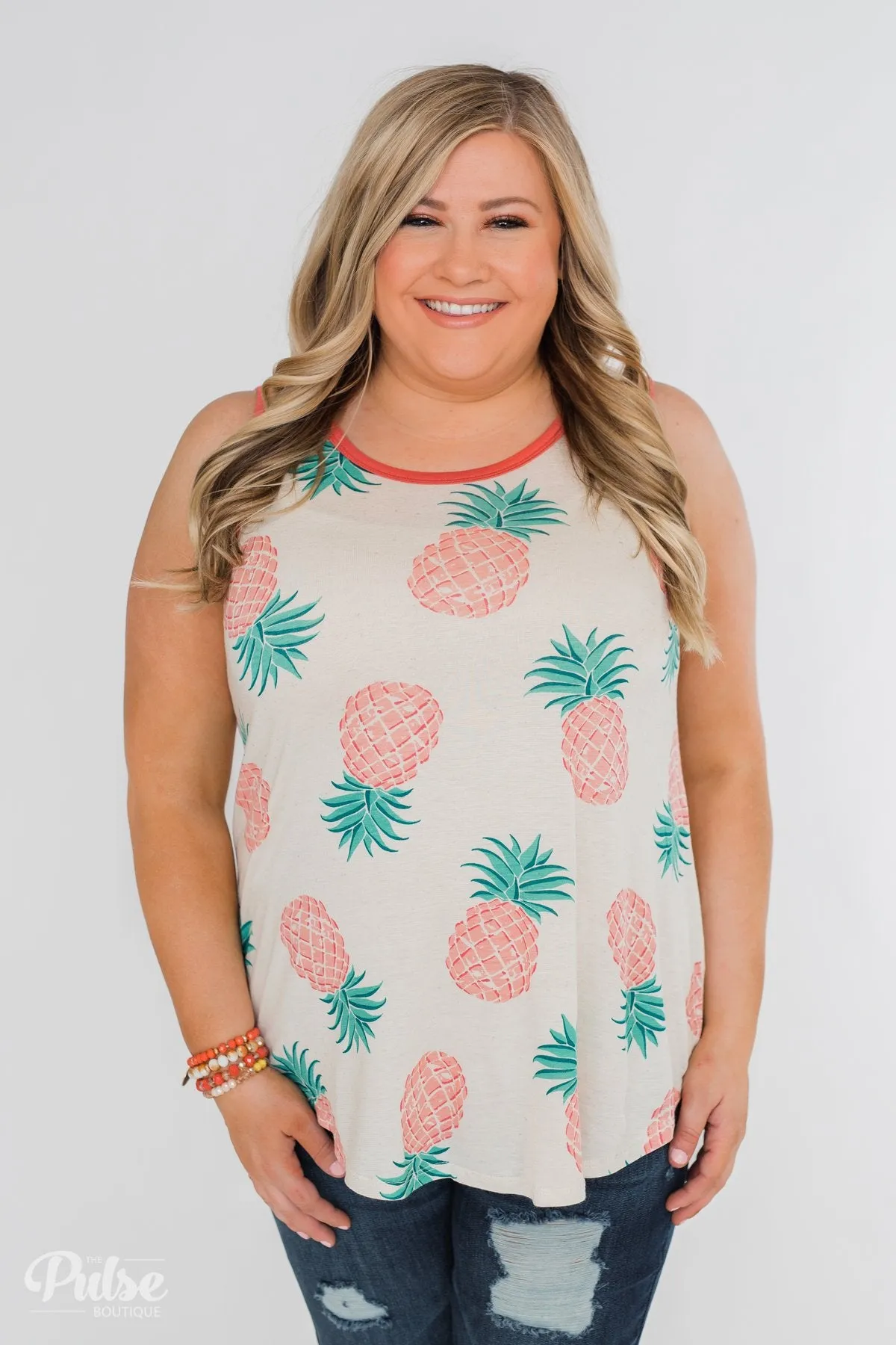Time for Sunshine Pineapple Tank- Sand & Clay