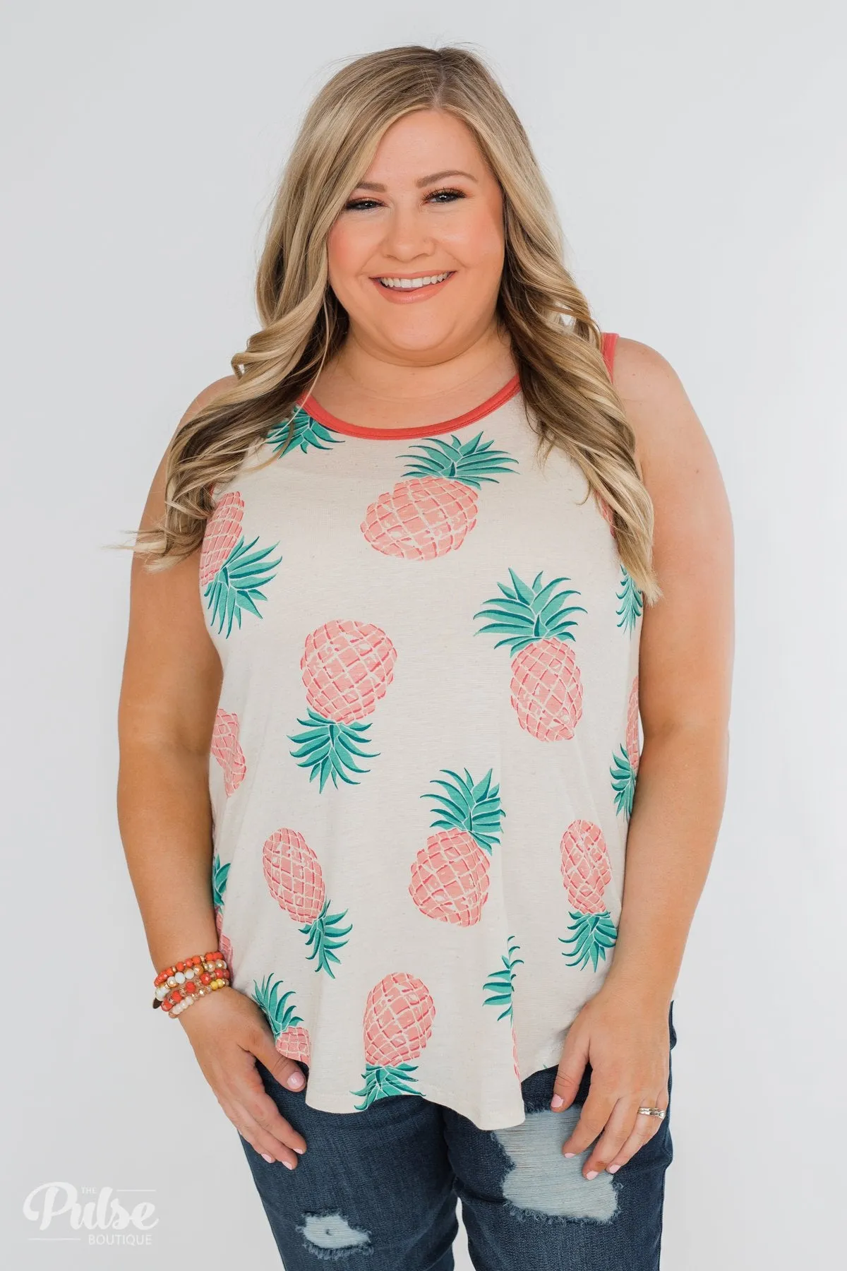 Time for Sunshine Pineapple Tank- Sand & Clay