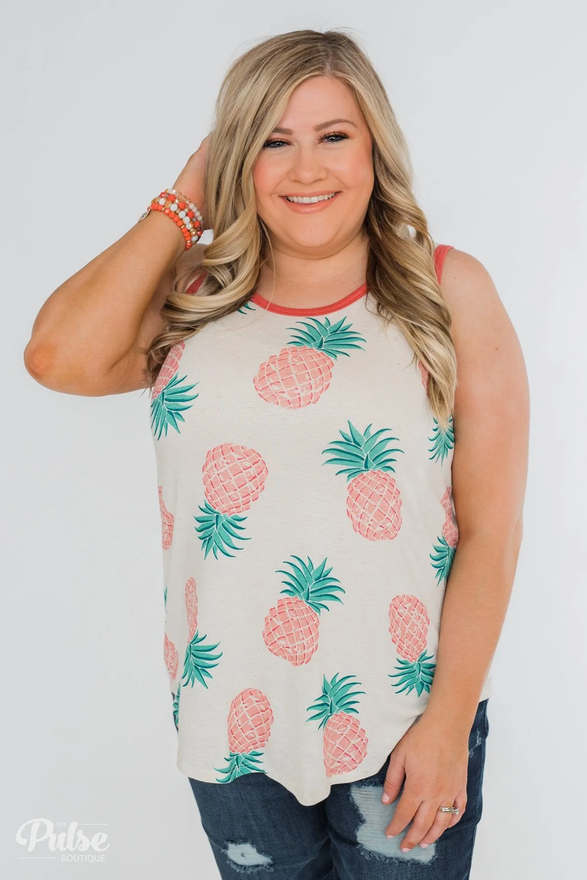Time for Sunshine Pineapple Tank- Sand & Clay