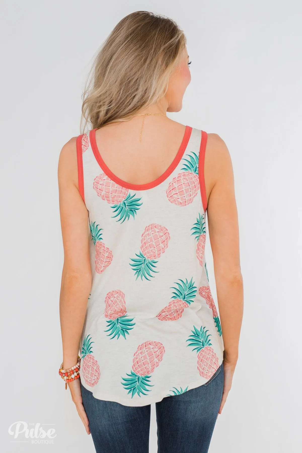 Time for Sunshine Pineapple Tank- Sand & Clay