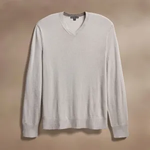 Ultrafine Cashmere V Neck Sweater - Concrete