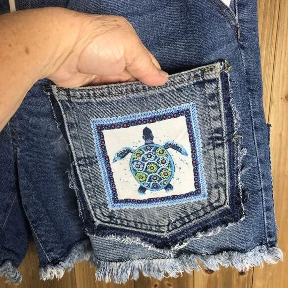 Upcycled NWT Celebrity Pink Paper-bag The Pepper Denim Shorts Sz XL OOAK