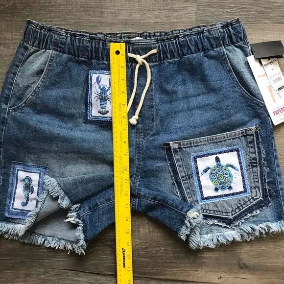 Upcycled NWT Celebrity Pink Paper-bag The Pepper Denim Shorts Sz XL OOAK