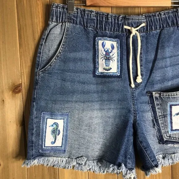 Upcycled NWT Celebrity Pink Paper-bag The Pepper Denim Shorts Sz XL OOAK