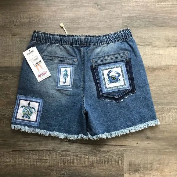Upcycled NWT Celebrity Pink Paper-bag The Pepper Denim Shorts Sz XL OOAK