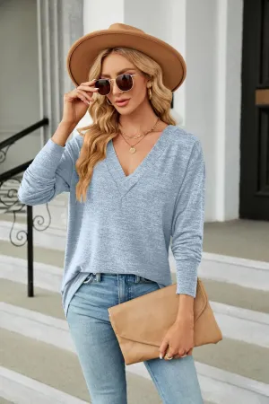 V-Neck Long Sleeve T-Shirt (6 Colors)