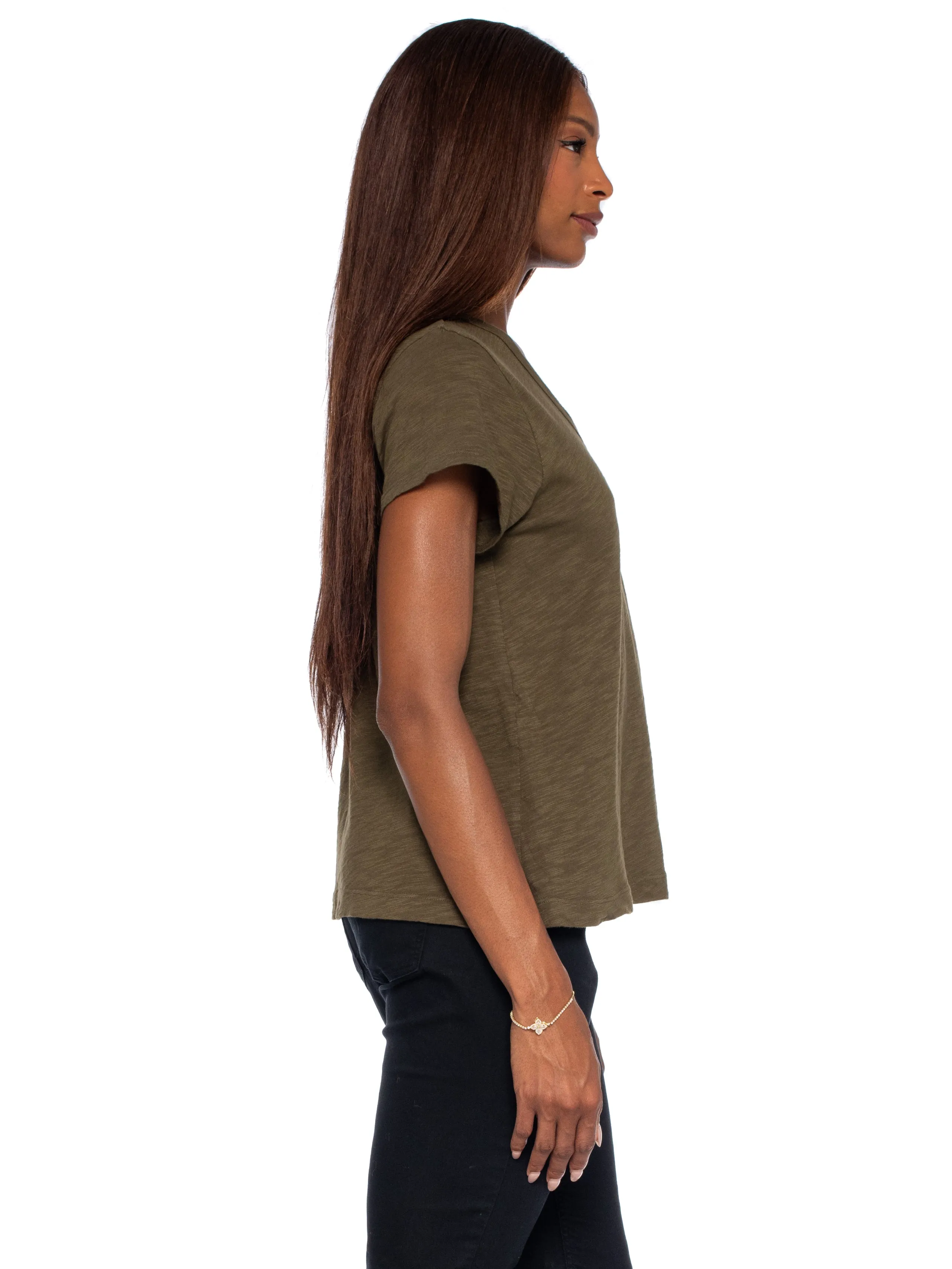 V-Neck Short Sleeve Baby- Baby Fit Tee