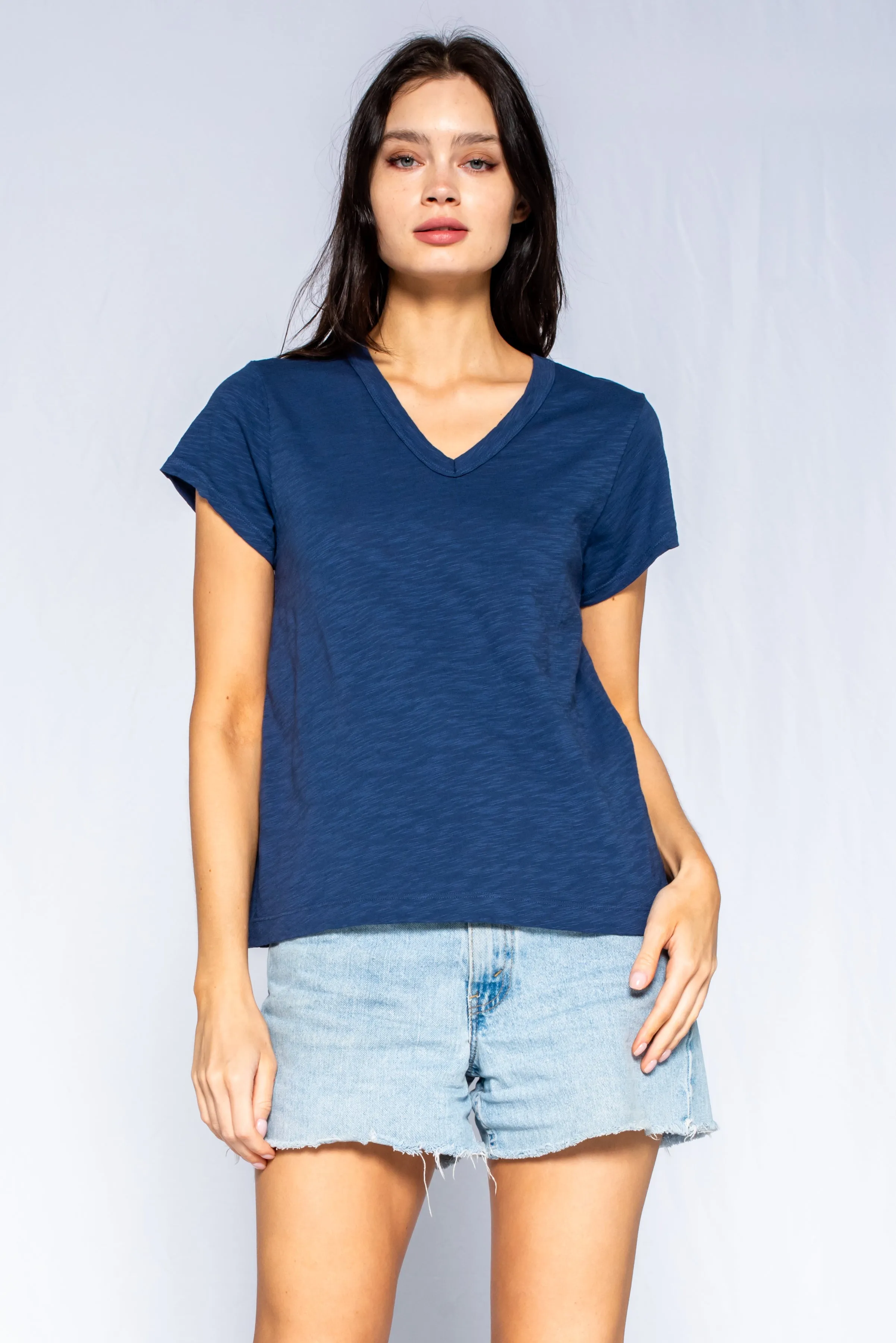 V-Neck Short Sleeve Baby- Baby Fit Tee