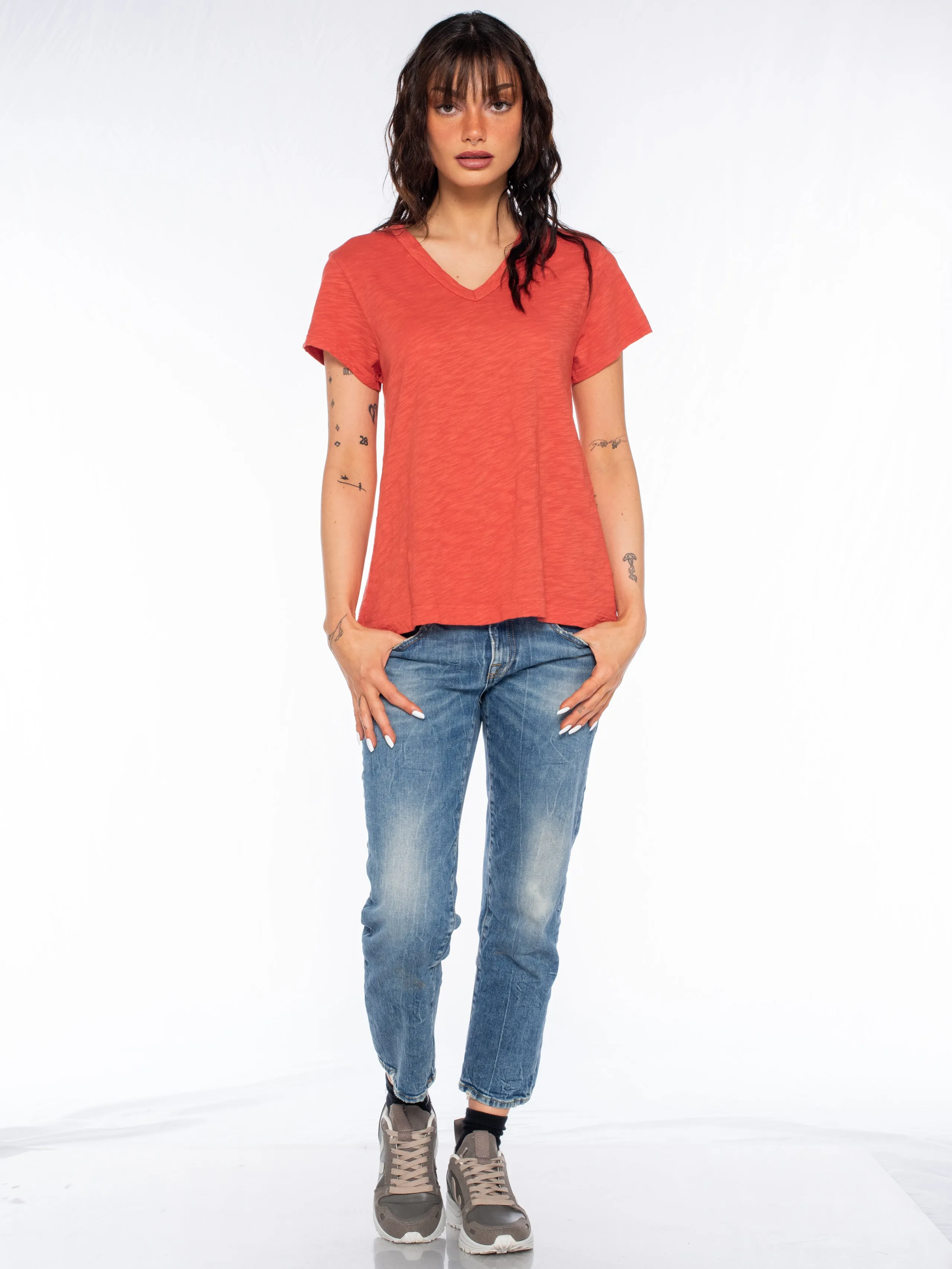 V-Neck Short Sleeve Baby- Baby Fit Tee