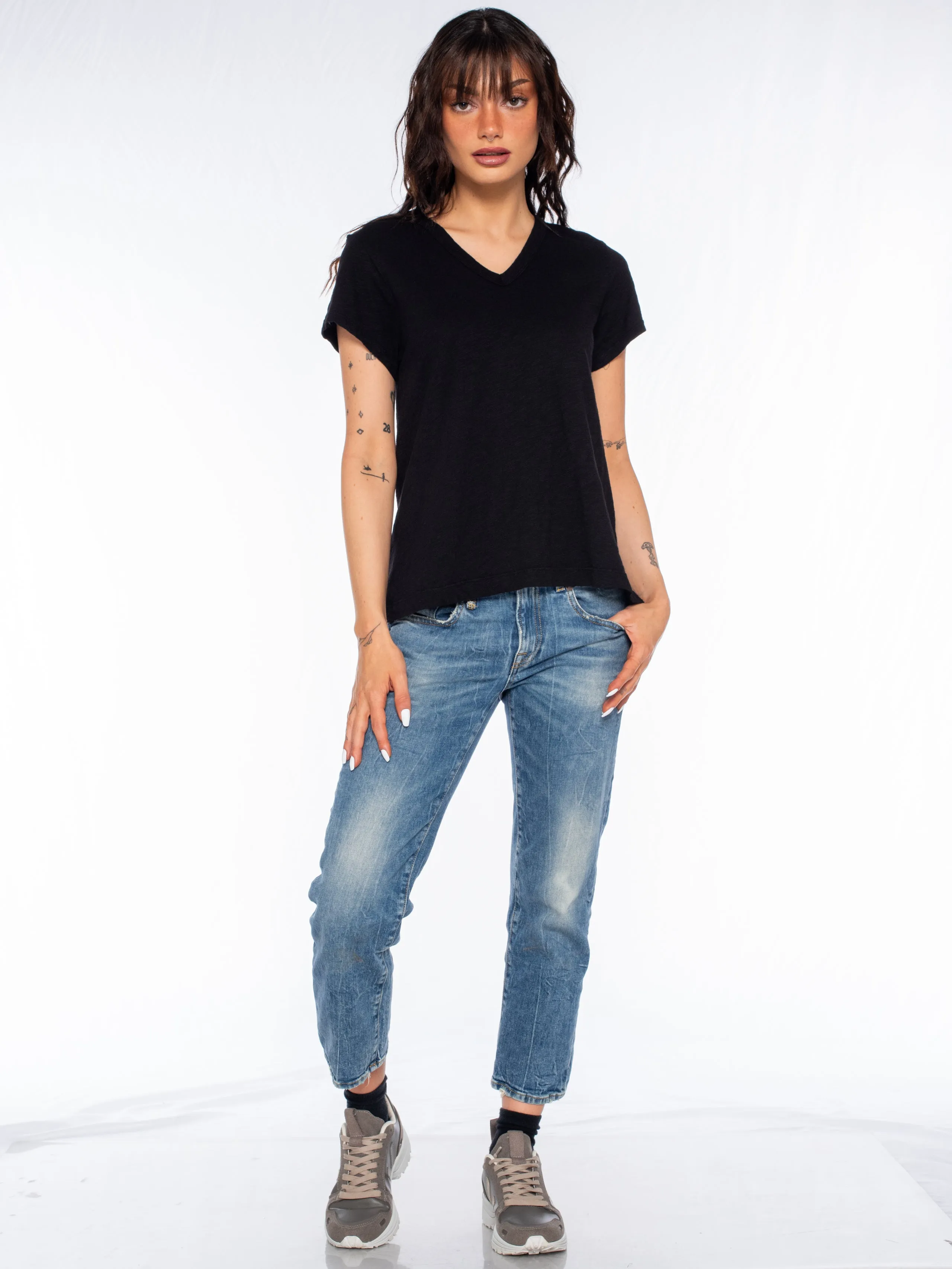 V-Neck Short Sleeve Baby- Baby Fit Tee