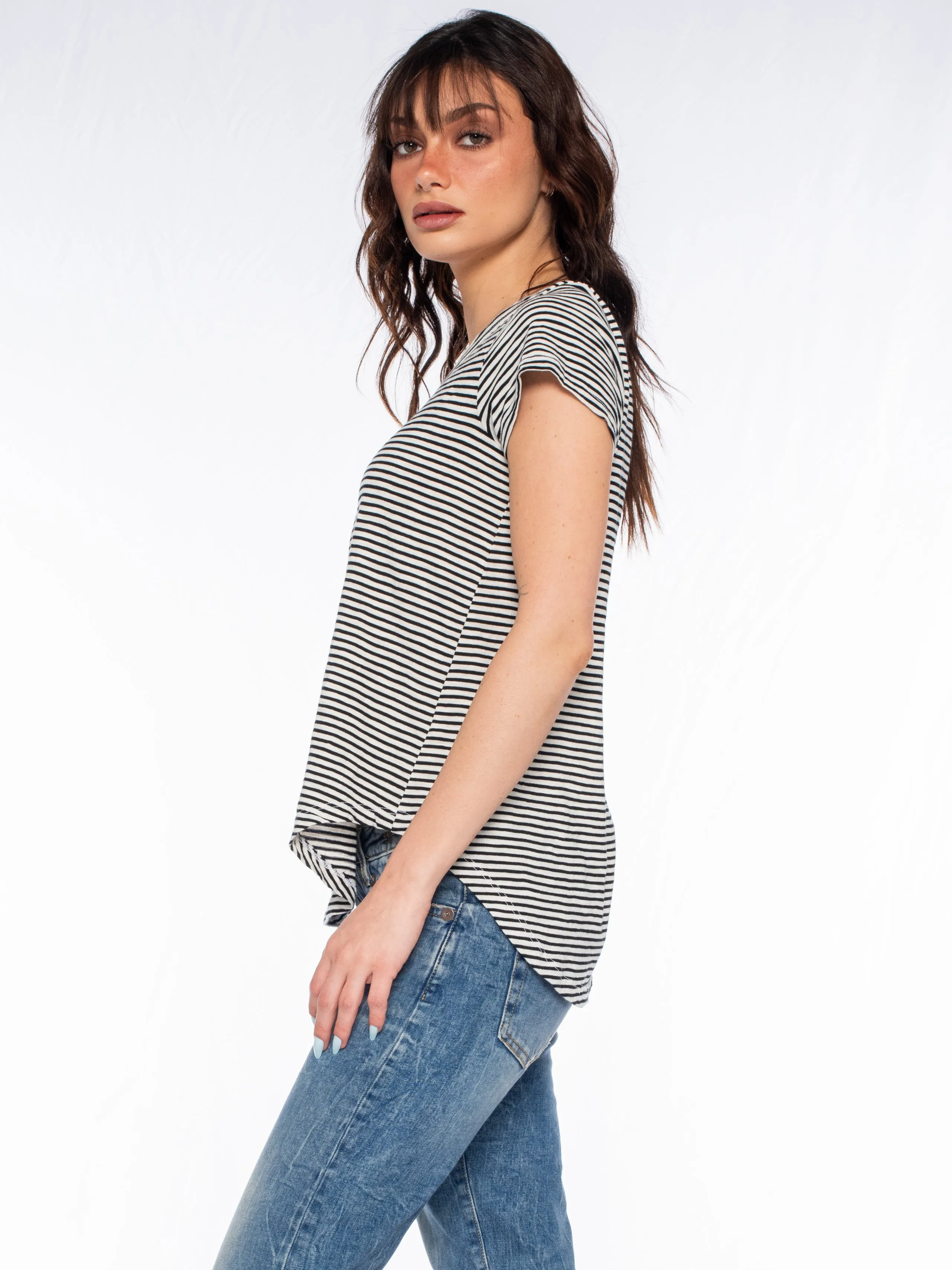 V-Neck Short Sleeve Shirttail