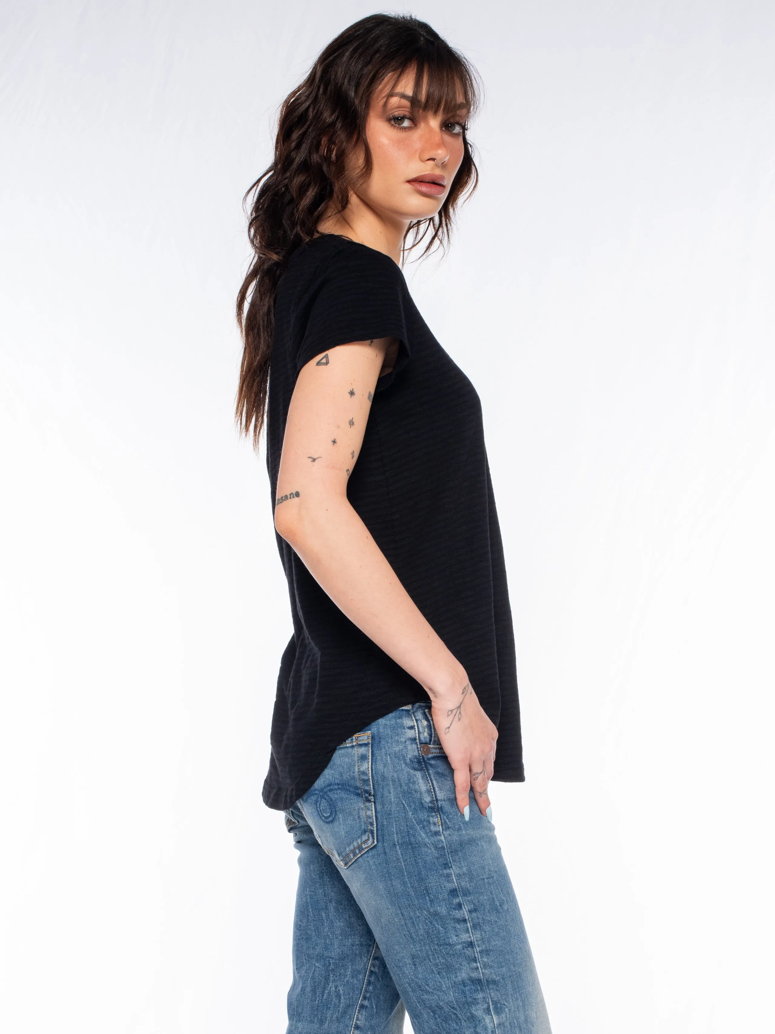 V-Neck Short Sleeve Shirttail