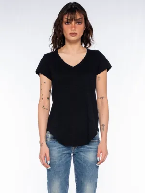 V-Neck Short Sleeve Shirttail